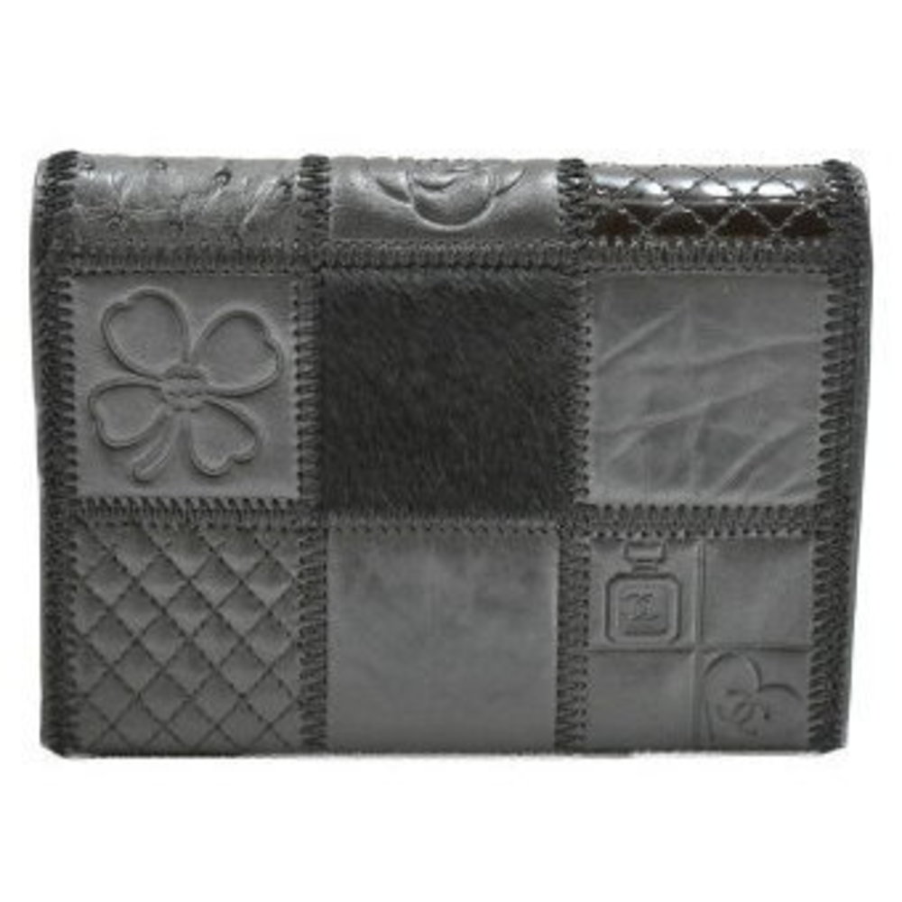 Chanel Icon Patchwork Wallet Black Matsuyama Kuma… - image 2